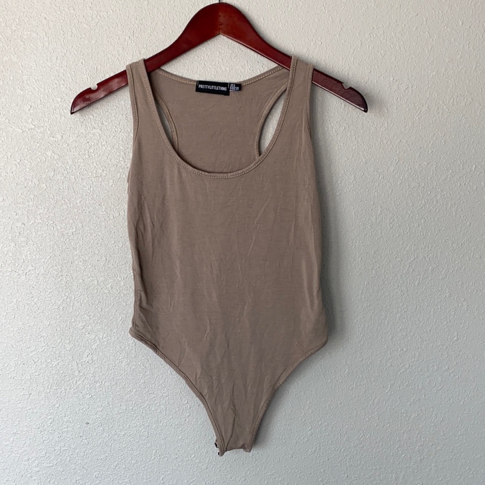 Prettylittlething nude racer back bodysuit